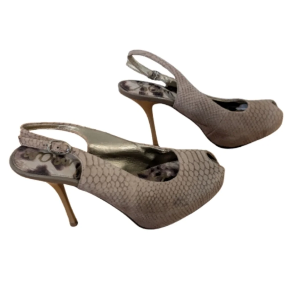 Sam Edelman Snakeskin Slingback Heels – Size 5.5 - Picture 4 of 7